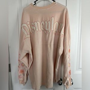 Adult L Spirit Jersey "Disneyland Resort" Embroidery Floral Peach Terry Cloth